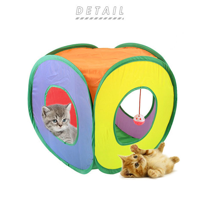 ☆ カラフル 猫 トンネル 通販 おもちゃ 一人遊び 玩具 猫用 ねこ ネコ 折りたたみ キャットハウス 折り畳み テント ドーム キャットトン_画像5