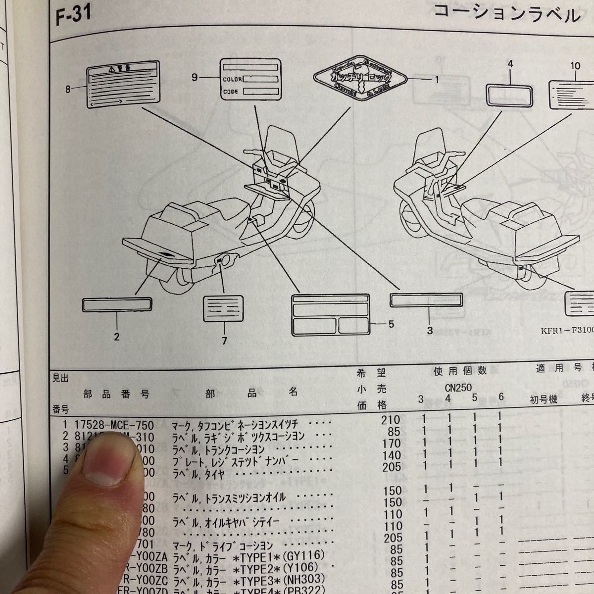 ホンダ　純正　ステッカー ガッチリロック　17528-MCE-750 フュージョン　等_画像6