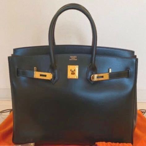 ◆◆◆ HERMES エルメス ボックスカーフ バーキン35 /濃いグリーン　正規品　未使用　美品　刻印あり_画像1