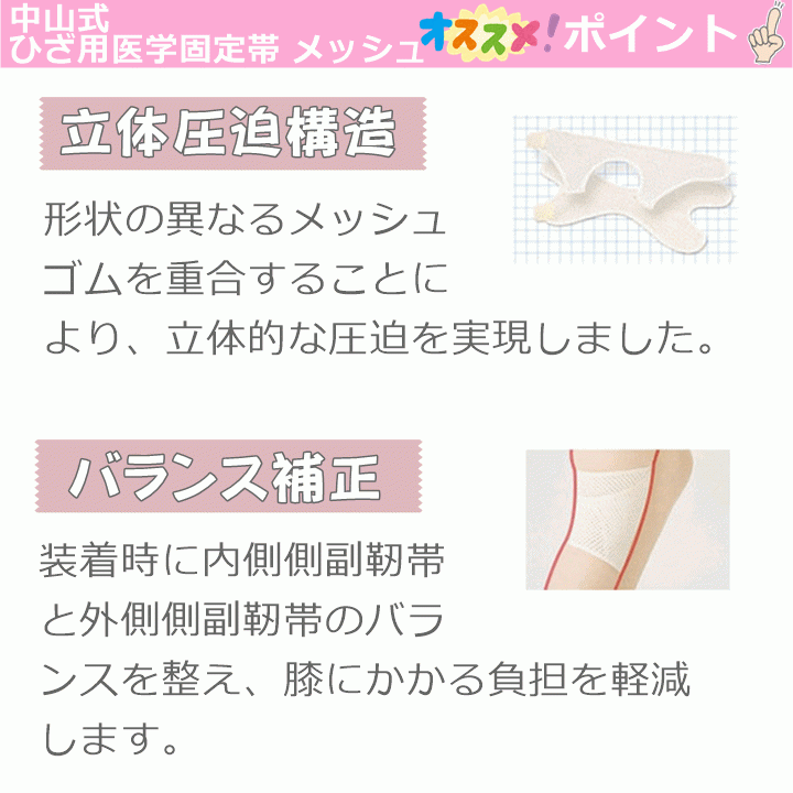 【平日15時まで即日出荷】中山式ひざ用医学固定帯 メッシュ 2枚セット【日本製 膝痛 足 脚 ひざ ヒザ 膝 関節 サポーター 】_画像2