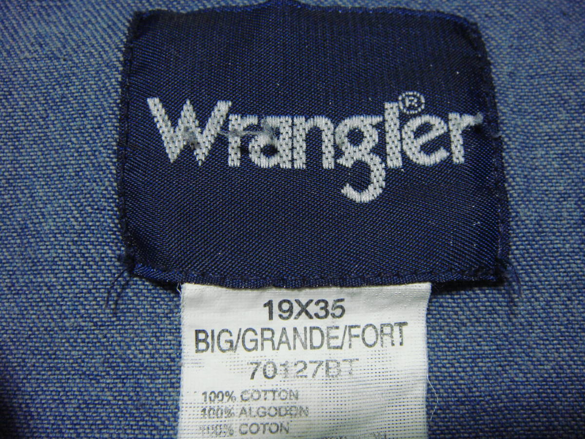 ■USA古着 ^ ^ ラングラー/Wrangler 【 名作 70127MW デニム地 ウエスタンシャツ 5L 】 アメリカ ワークシャツ N1 送料520_画像9