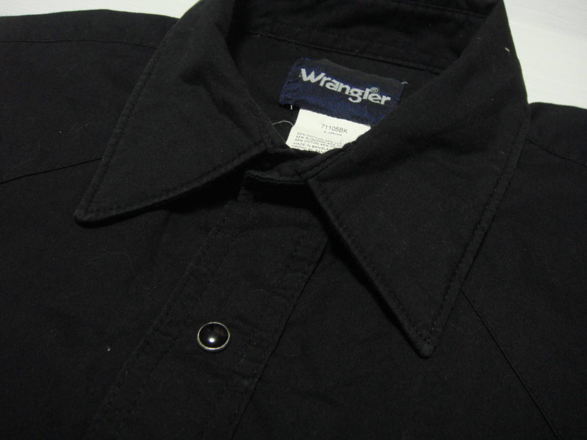 ■送料0 ^ ^ ラングラー/Wrangler 【 黒 ^ ^ ウエスタンシャツ 2L XL 】 アメリカ USA古着 ロック ライブ ステージ衣装 ブラック ■N1_画像3