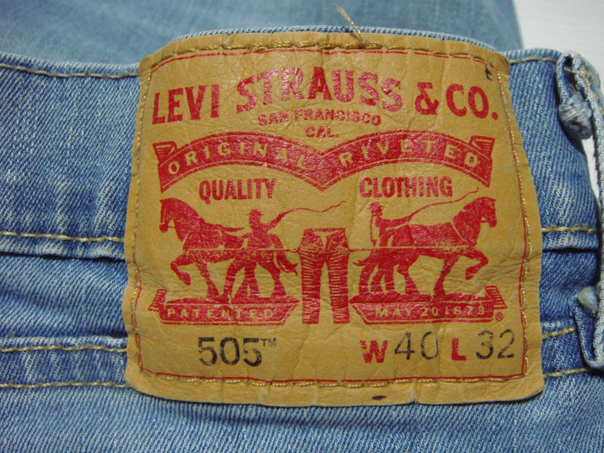 # light blue ^^ Levi's 505 ice # W[40inch] absolute size 100cm L80cm [. hem . scrub less ] America stretch Denim USA old clothes N1 postage 520#