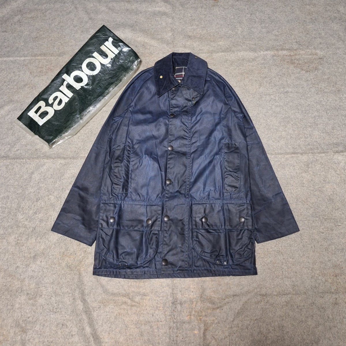 希少　ターコイズ　80s 　タグ付きデッドストック　 32　ネイビー　 バブアー 　ビューフォート　90s　 barbour　 beaufort　 ヴィンテージ_画像1