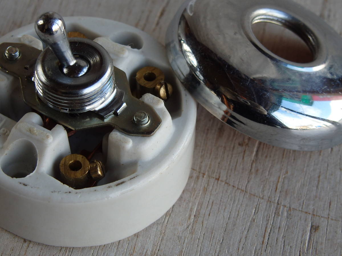 フランスアンティーク スイッチ 陶器 クロム アトリエ ブロカント 北欧 工業系 インダストリアル 蚤の市 カフェ 古い 磁器 照明器具 _画像9