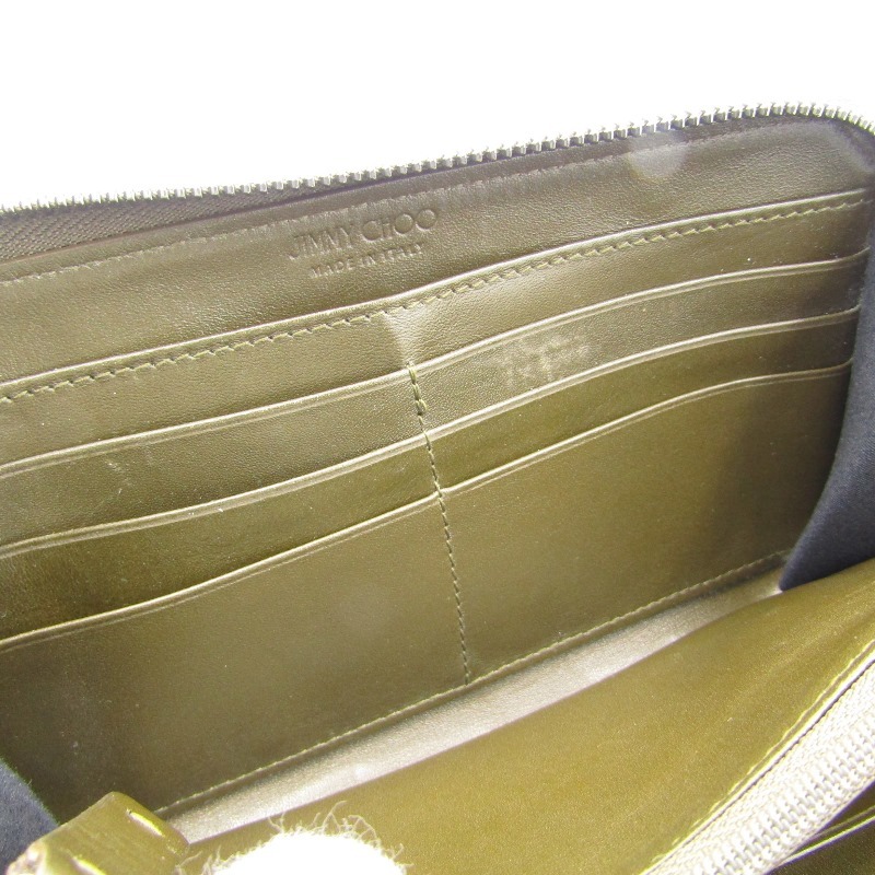 JIMMY CHOO ジミーチュウ 長財布 CARNABY カーナビー ラウンドファスナー ナッパ スタースタッズ OLIVE/BLACK 80006382_画像5