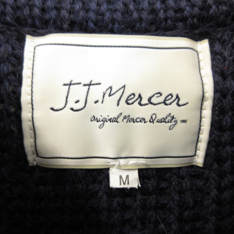 J.J.Mercer ジェイジェイマーサー クルーネックニット with エルボーパッチ ウール 英国製 ネイビー M 71008522_画像4
