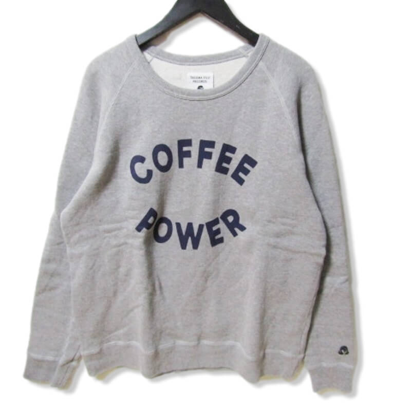 美品 TACOMA FUJI RECORDS タコマフジレコード スウェット COFFEEPOWER RAGLANSLEEVE SWEATSHIRT designedby Yunosuke グレー L 27104898_画像1