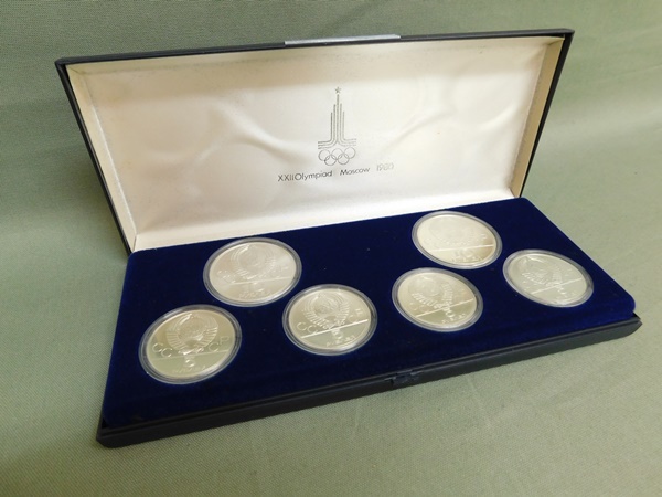１９８０年　モスクワオリンピック　記念コイン　銀貨　10ルーブル×2　5ルーブル×4_画像1