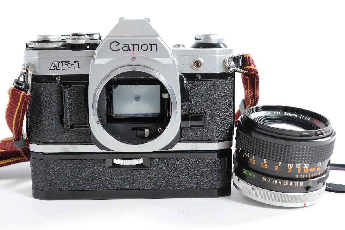CANON キャノン AE-1 POWERWINDER A LENS FD 50mm F1.4 一眼レフ フィルム カメラ 単焦点 レンズ 0858-AS_画像1