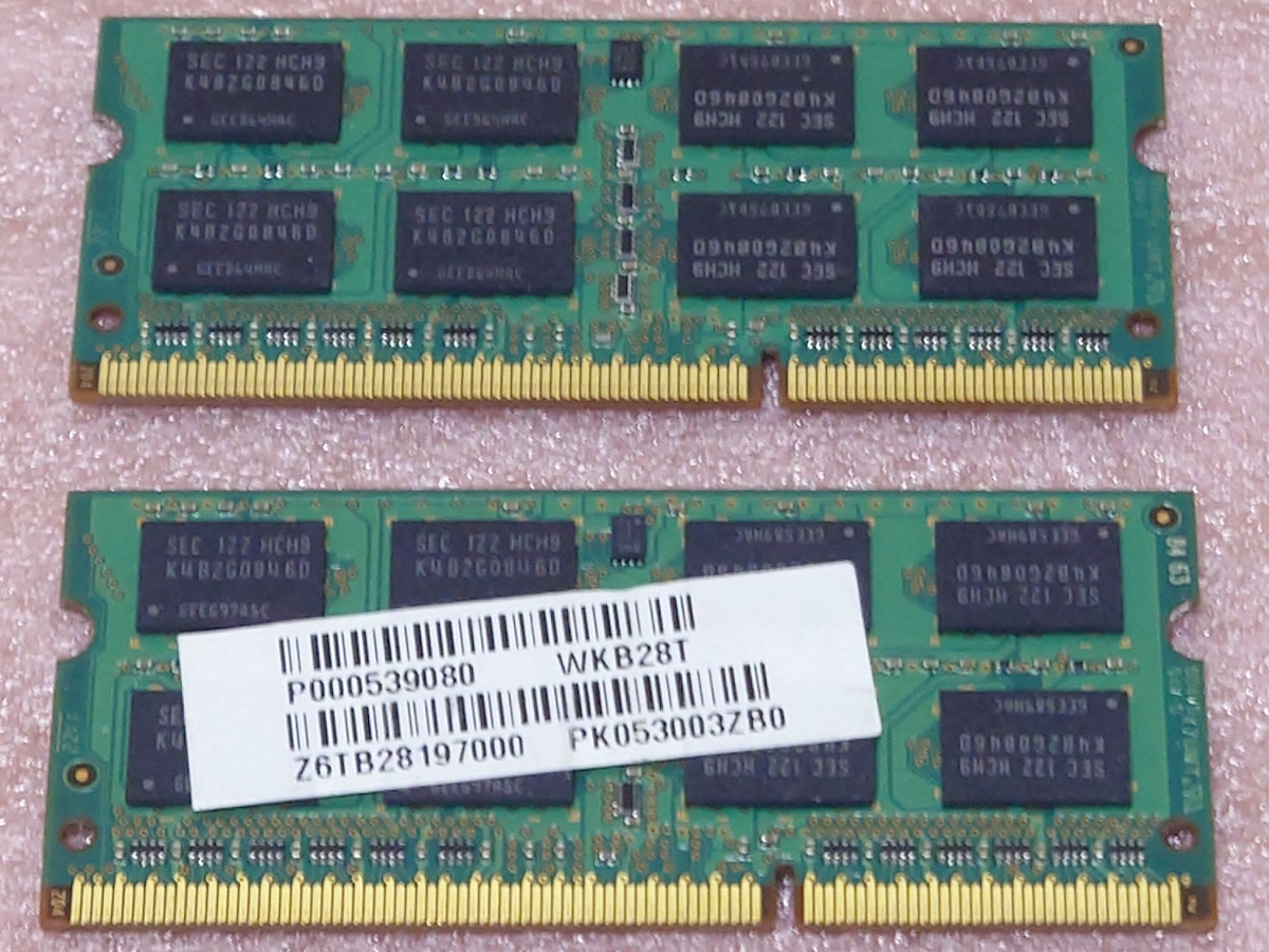 ★Samsung M471B5273DH0-CH9 2枚セット - PC3-10600S/DDR3-1333 204Pin DDR3 S.O.DIMM 8GB(4GB x2) 動作品_画像2