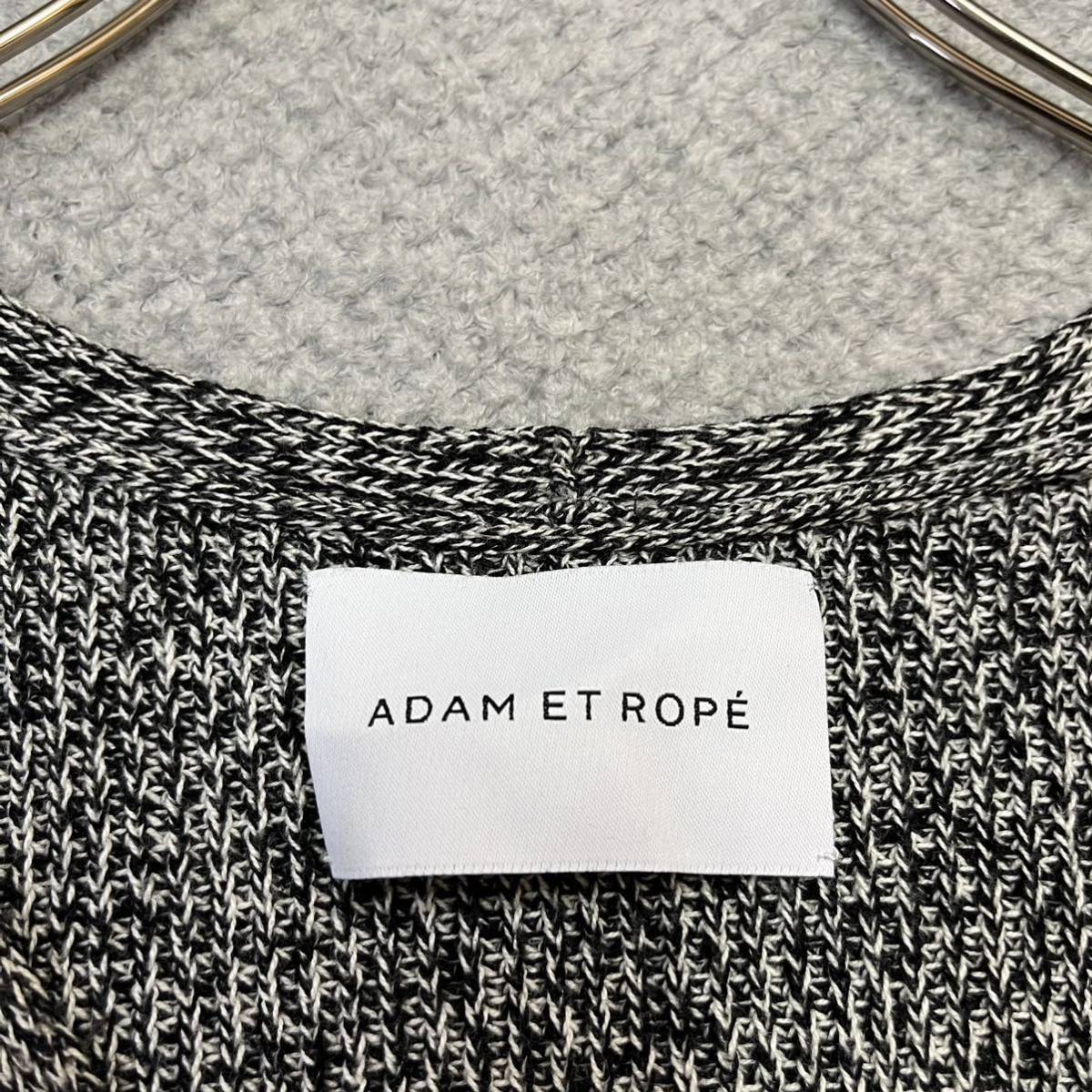 100円スタート♪ （12）ADAM ET ROPE アダムエロペ　ローゲージコットンニット　サイズM相当　ブラック ホワイト　Vネックセーター_画像3