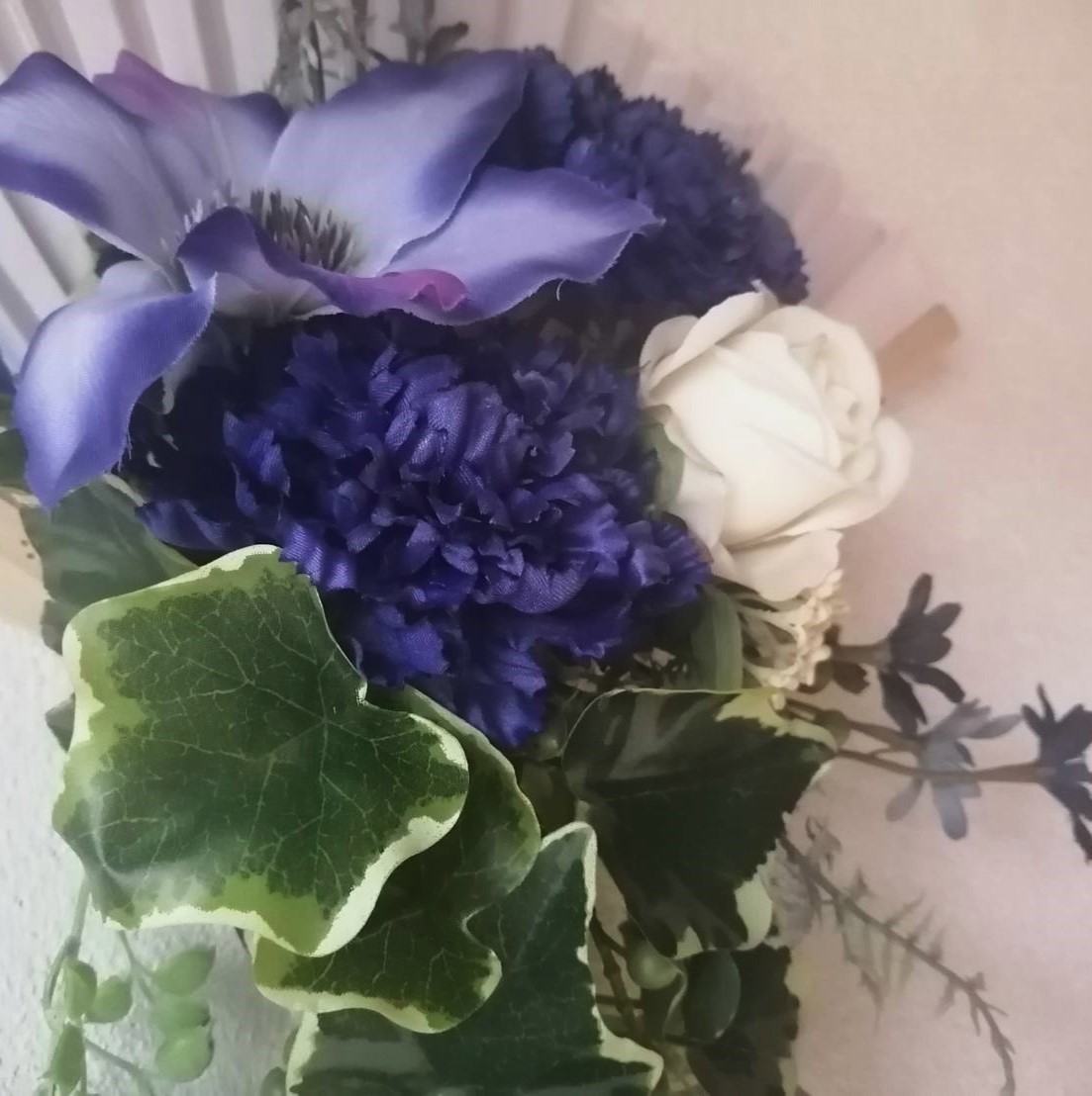 ◆扇に飾った青い花◆アーティフィシャルフラワー リース 壁掛け 造花 ギフトの画像5