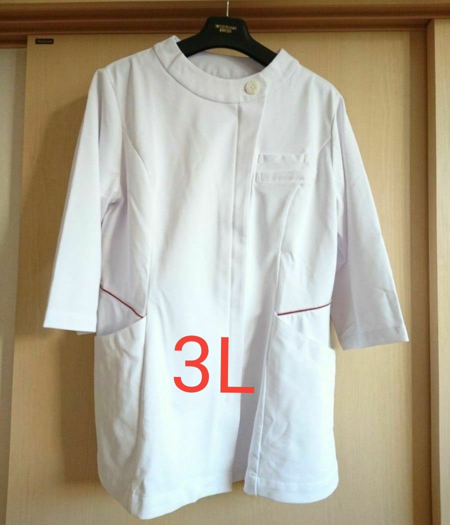 【美品】モンブラン 7分袖  3L  ナースジャケット  チュニック  ユニフォーム  白衣  ナース服  介護服  医療事務