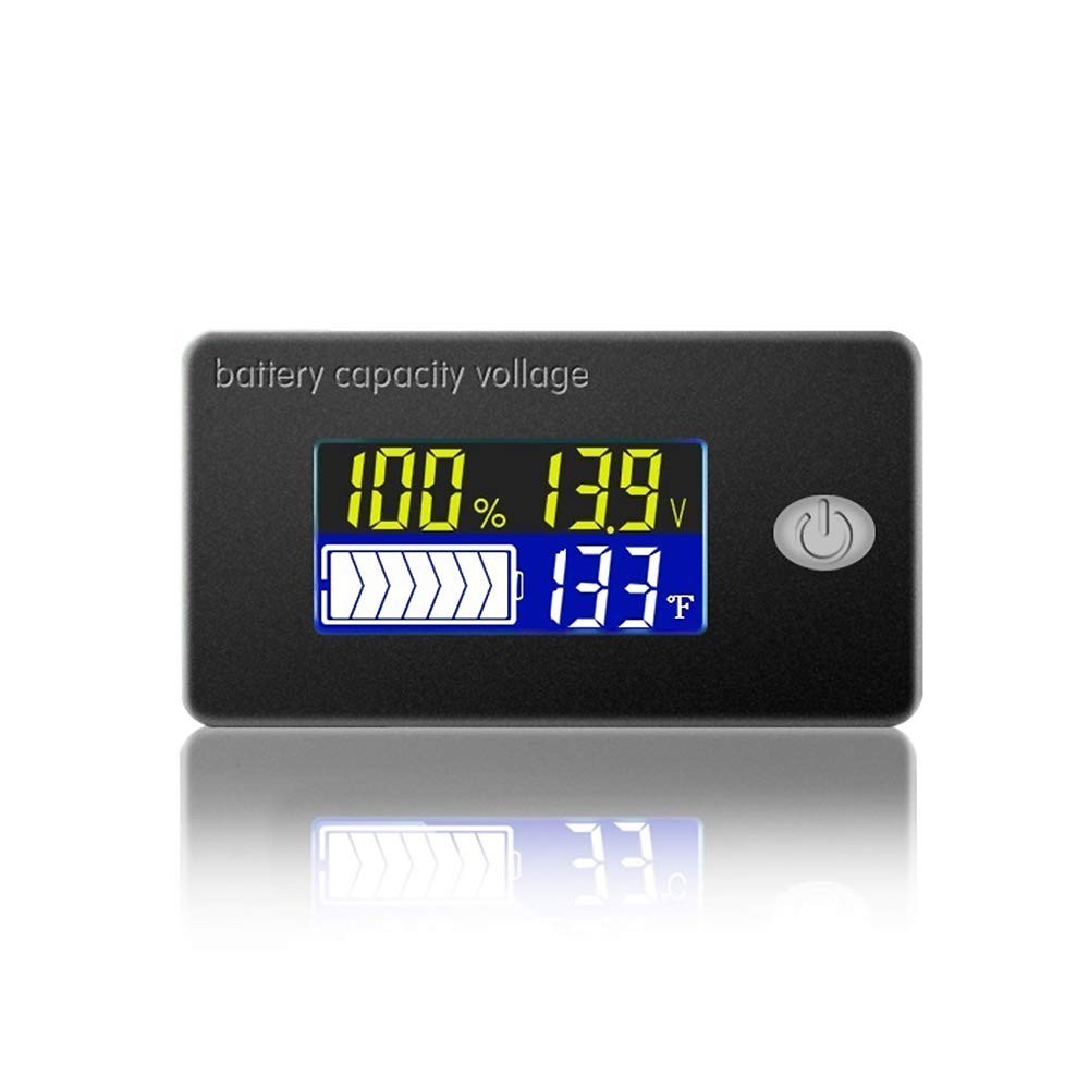 LCDデジタル電圧計 温度計搭載 車 バイク 電池残量表示 バッテリーチェッカー_画像1