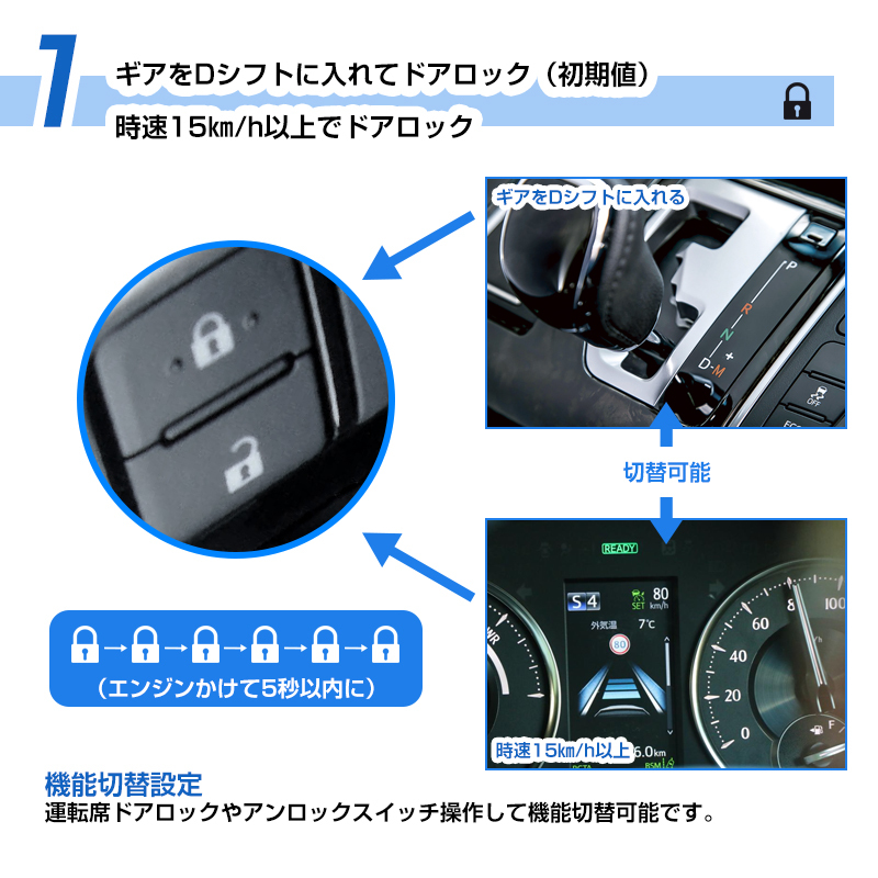 『FLD1852』アルファード/ヴェルファイア30系前期後期 多機能ハーネス 車速連動ドアロック ドアロック解除 バック/ブレーキハザード連動_画像4