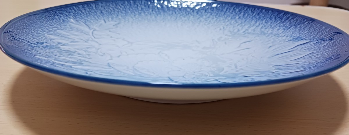未使用品『有田焼 萬永 大皿 約24.5cm』和食 食器 キッチン 料理 調理 ブルー 青 花 陶器_画像2