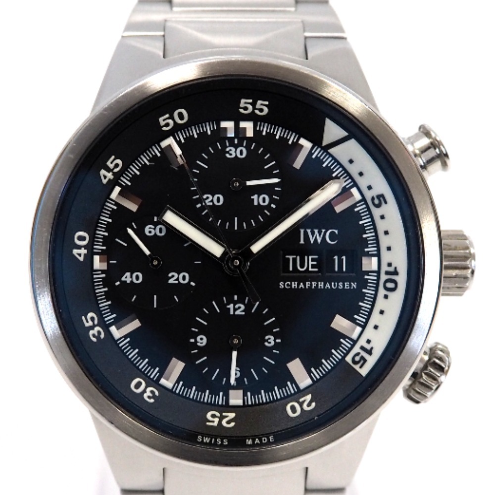 Th519031 IWC 腕時計 Aquatimer アクアタイマー クロノグラフ IW371928 SS 自動巻き ブラック文字盤 メンズ アイダブリューシー 美品・中古