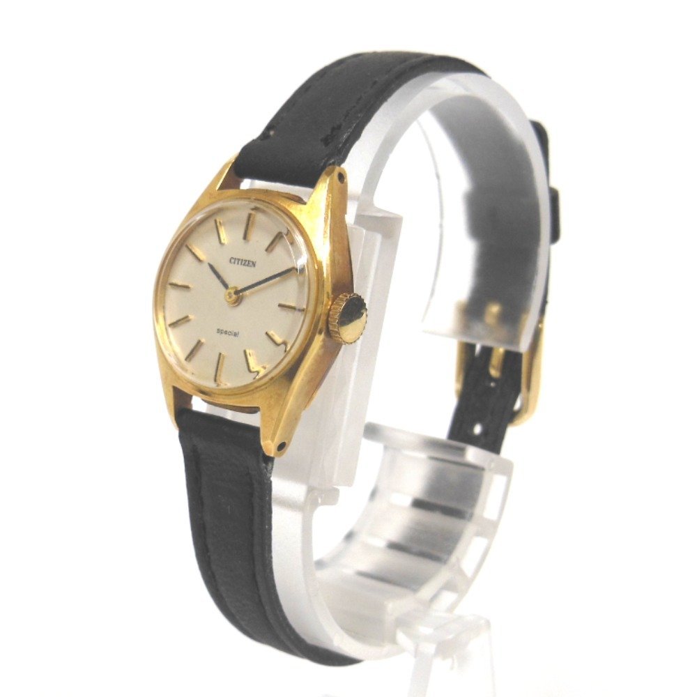 NA32601 シチズン 腕時計 SPECIAL スペシャル 手巻き K18刻印 社外革ベルト レディース CITIZEN 中古_画像2