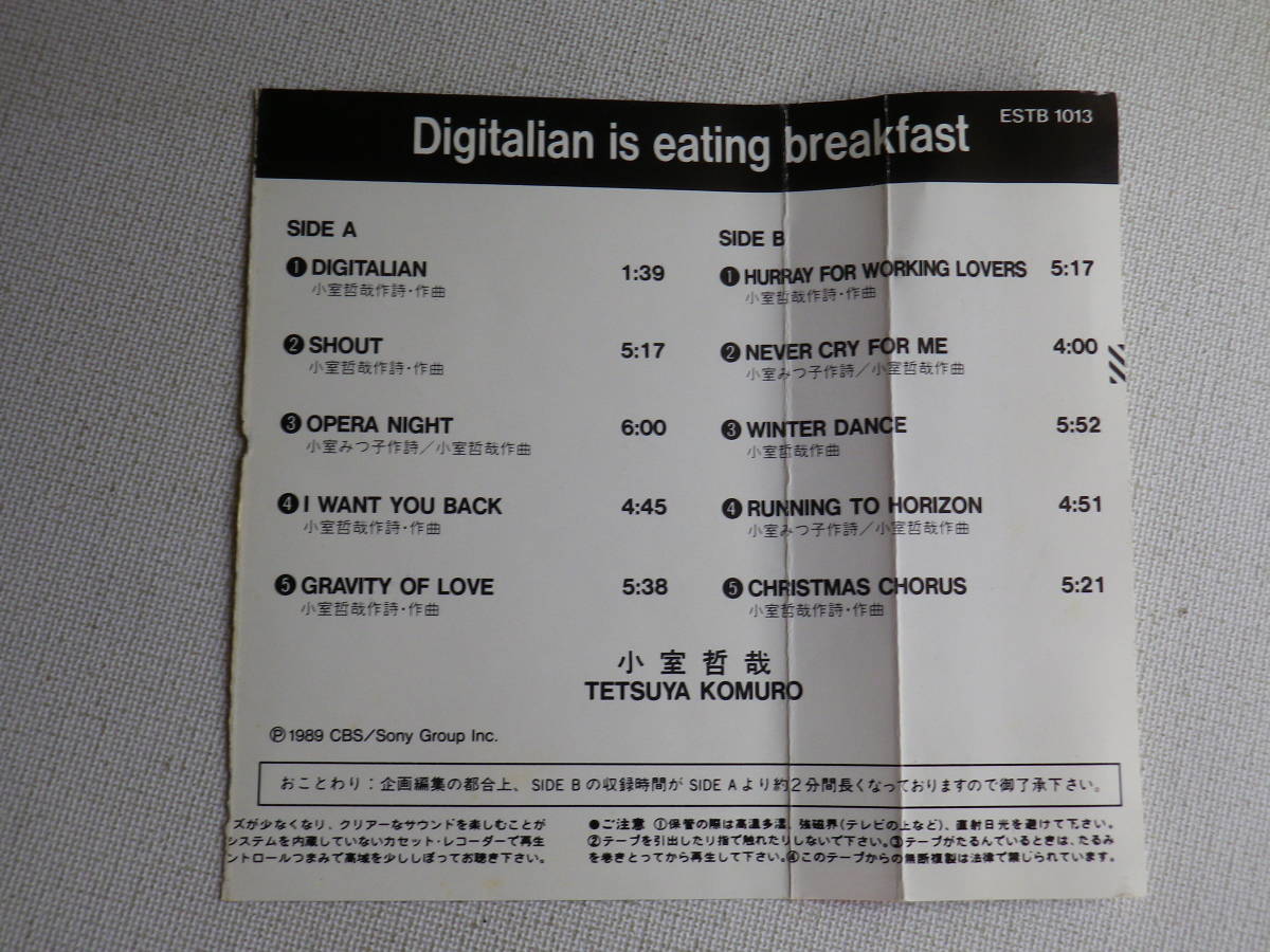 ◆カセット◆小室哲哉　Tetsuya Komuro / Digitalian is eating breckfast 　歌詞カード付　TM NETWORK　中古カセットテープ多数出品中！_画像8