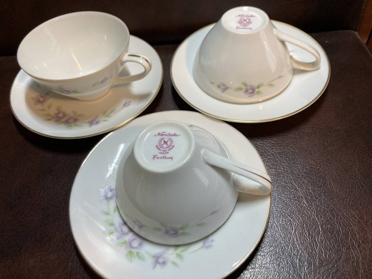 ◎希少美品　D329　Noritake Fantasy1955年　ノリタケ ファンタジー　カップ＆ソーサー　３客（同梱OK)_画像3