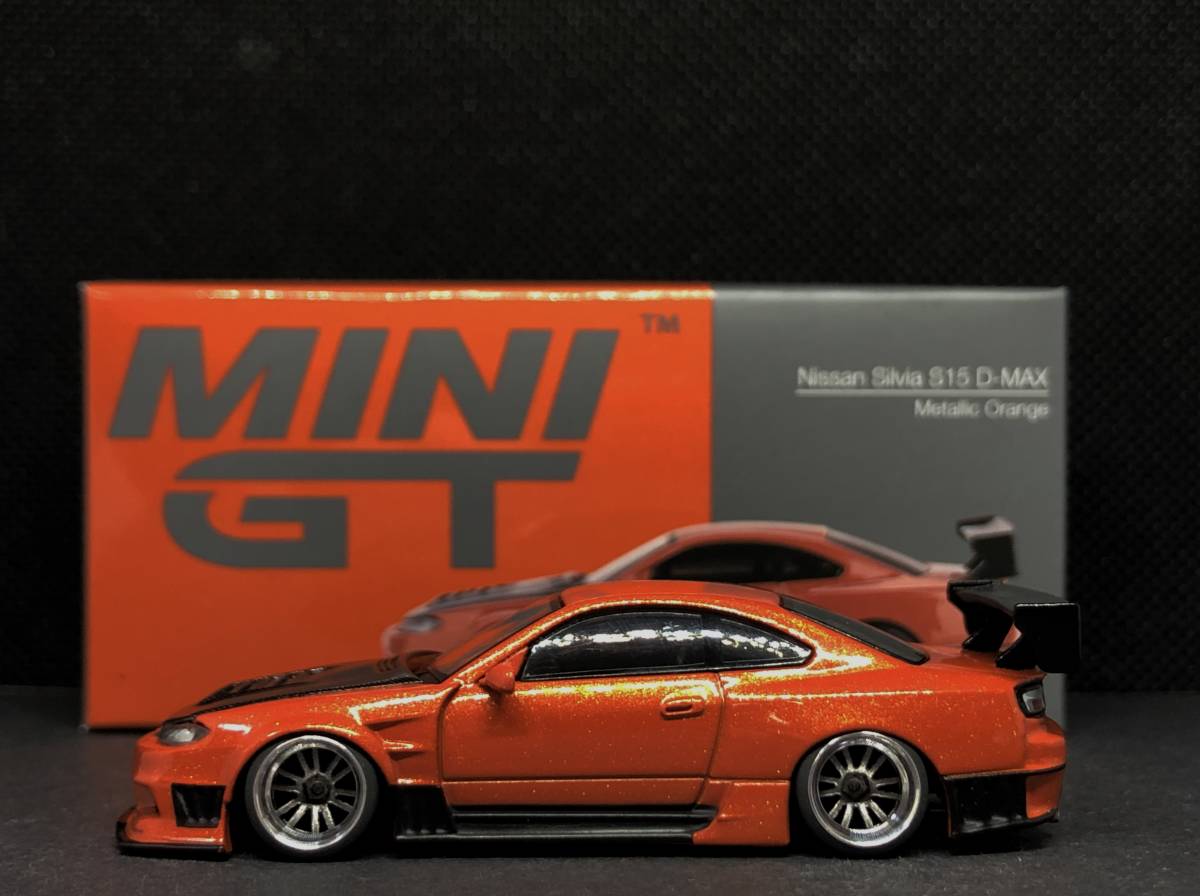TSMモデル 1/64 NISSAN Silvia S15 D-MAX Metalic Orange RHD 改 深リム MINI GT シルビア_画像5