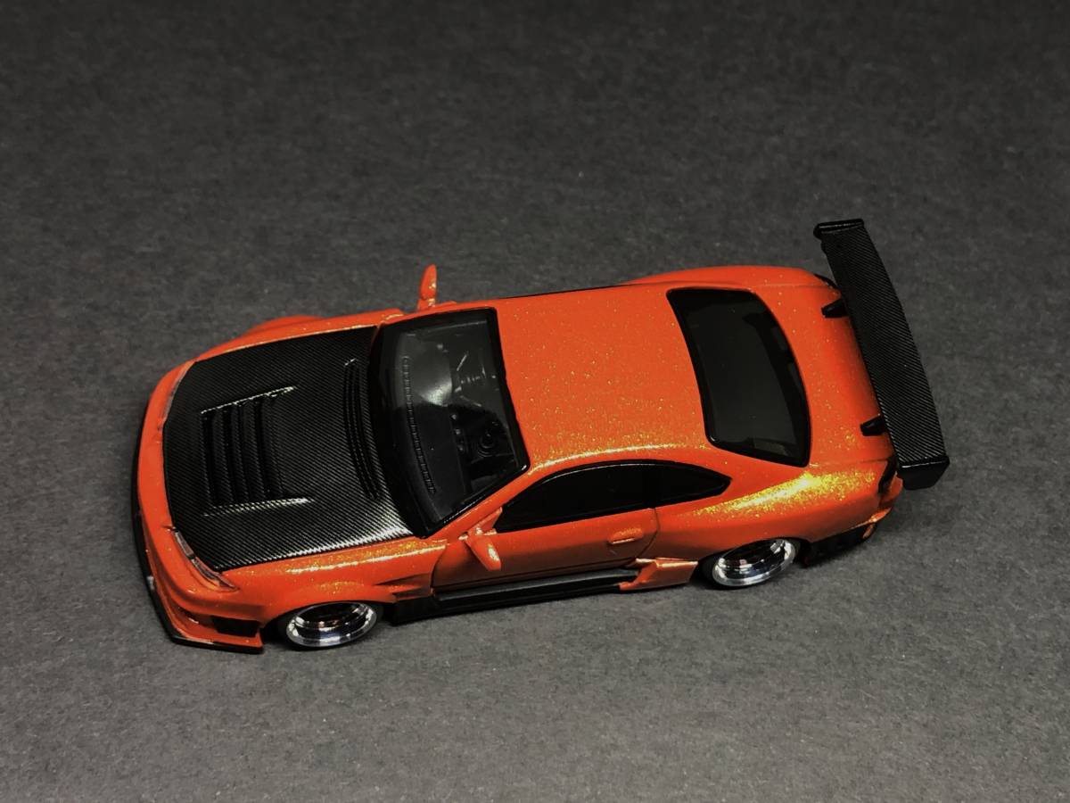 TSMモデル 1/64 NISSAN Silvia S15 D-MAX Metalic Orange RHD 改 深リム MINI GT シルビア_画像6