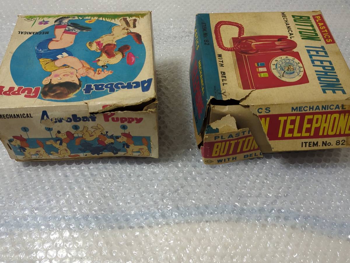 BUTTON TELEPHONE Acrobat Puppy button telephone Acroba topapi-2 piece set ( unused goods ) box pain large 