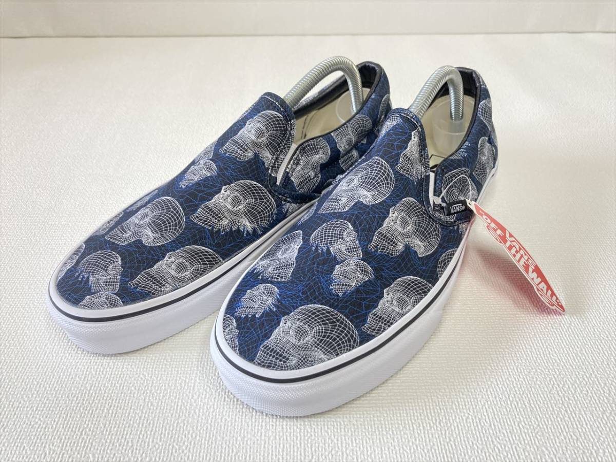 激レア!! Vans SLIPON 黒ｘ青 スカル 総柄 US5 (23cm) バンズ スリッポン アメリカ企画限定_画像1