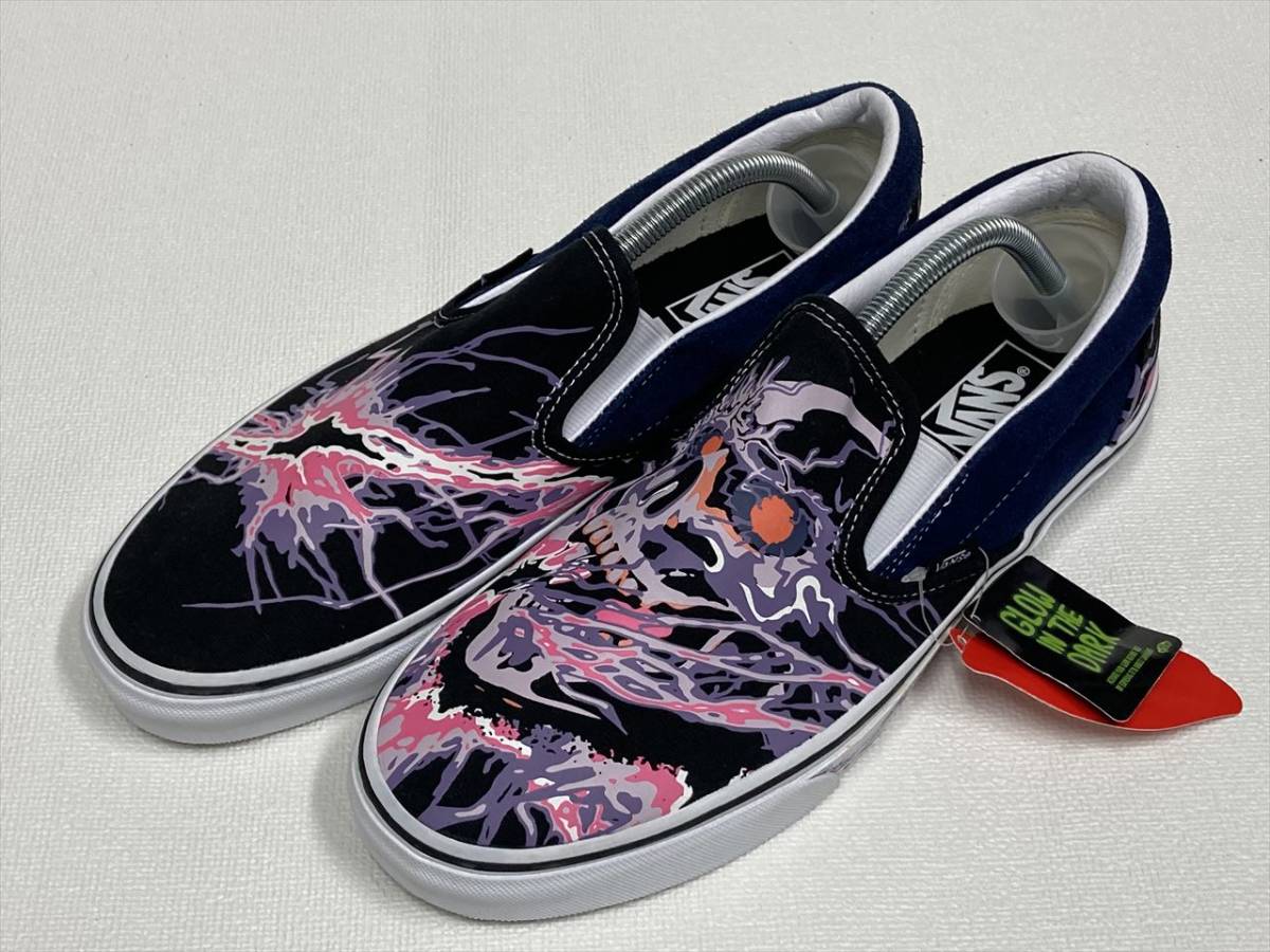 激レアモデル!! VANS スリッポン 黒x紺 キャンバス 紫 ピンク GLOW スカル US10.5 (28.5cm) SLIPON アメリカ企画限定!! バンズ_画像1