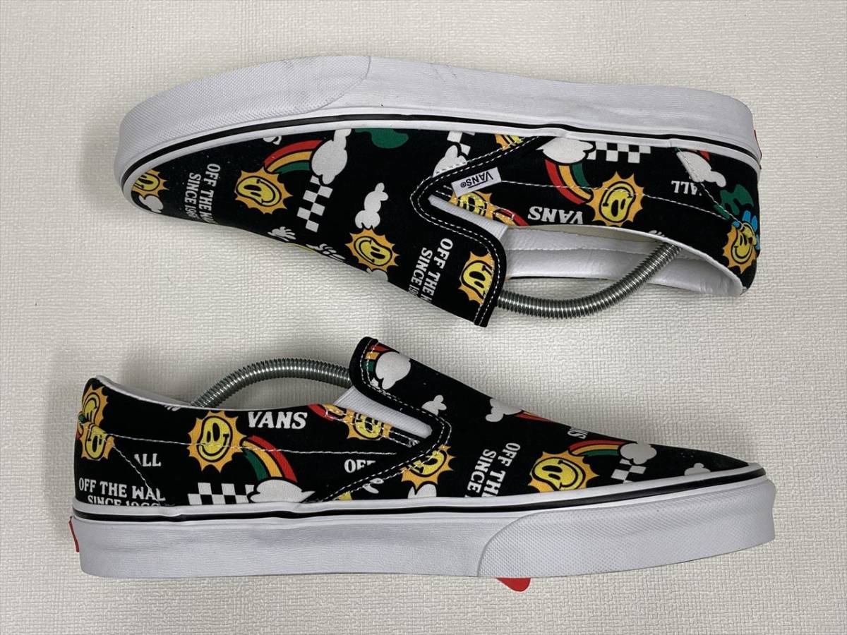 激レアモデル!! VANS スリッポン 黒 キャンバス スマイル 太陽 虹 総柄 US11.5 (29.5cm) SLIPON アメリカ企画限定!! バンズ_画像7