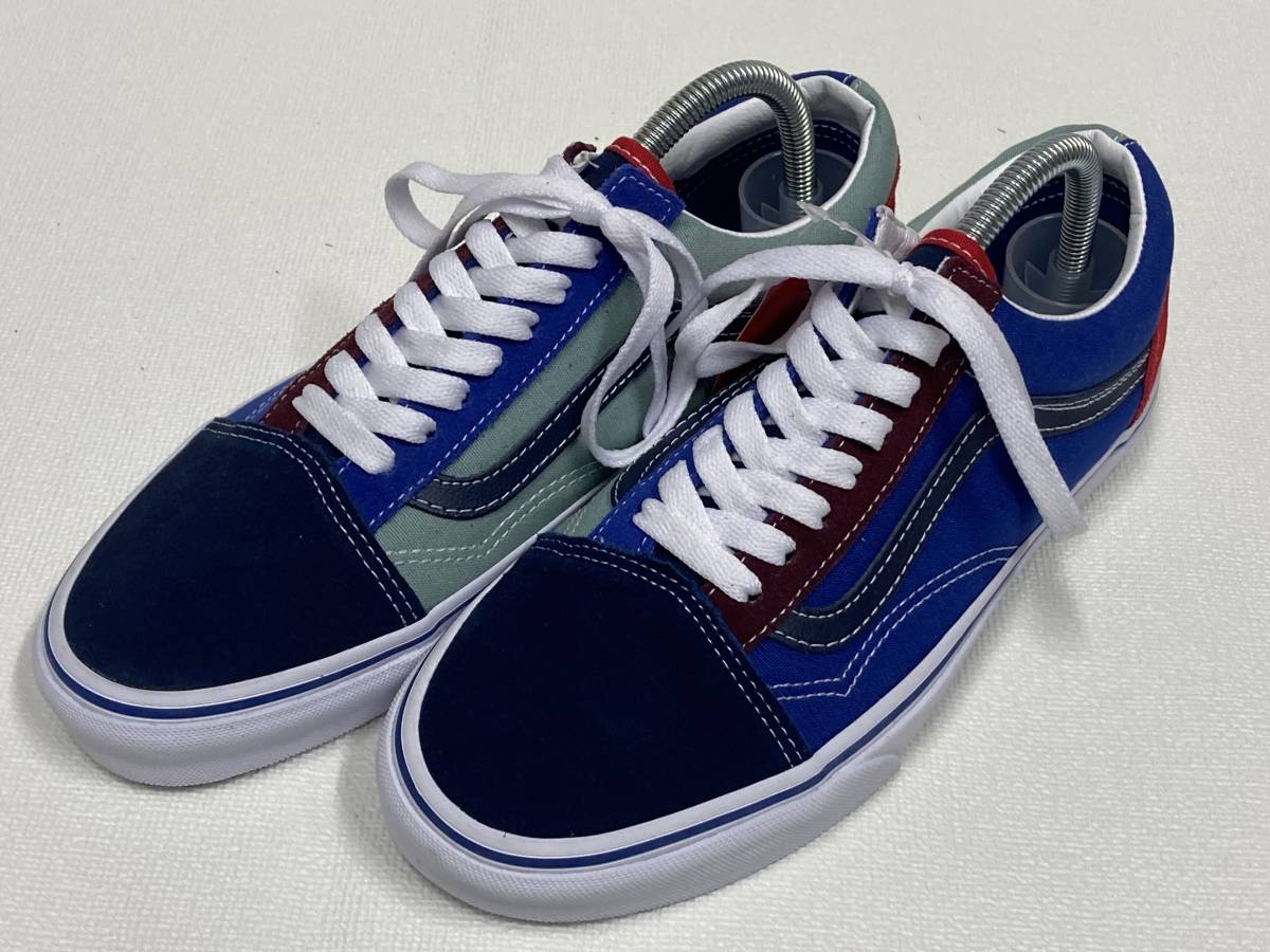 VANS OLD SKOOL 紺スエード 青/赤/エンジ/青緑 キャンバス US7.5 (25.5cm) バンズ オールドスクール アメリカ企画限定!!