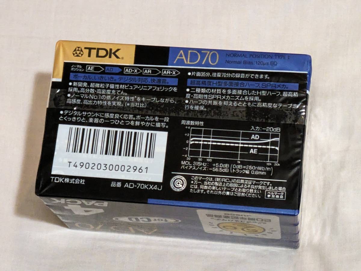 未開封品 TDK カセットテープ AD70 ノーマルポジション 4巻セット ジャスコ20周年記念商品パッケージ 即決_画像2