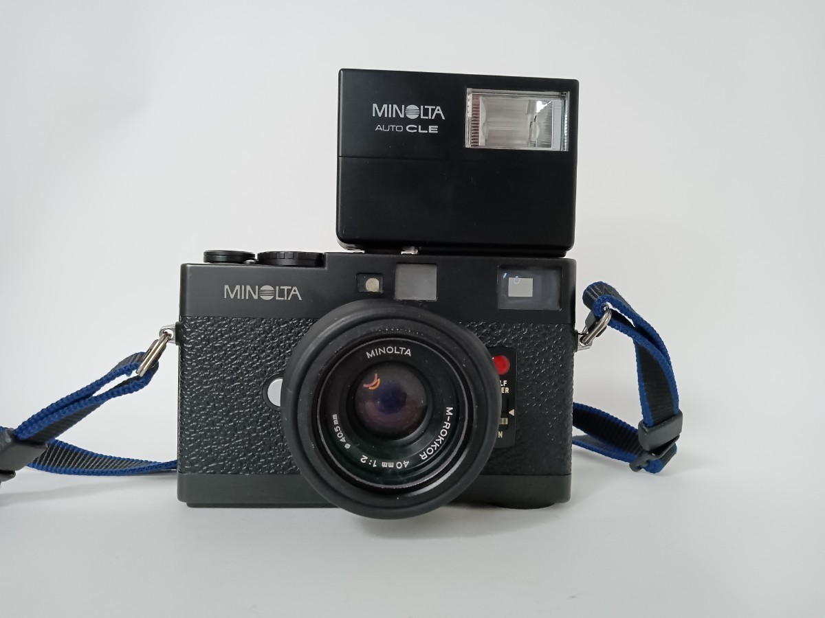 MINOLTA ミノルタ CLE フルセット m-rokkor 40mm 1:2 / 90mm 1:4 / 28mm 1:2.8 フラッシュ 説明書 ケース付き　伊85_画像2