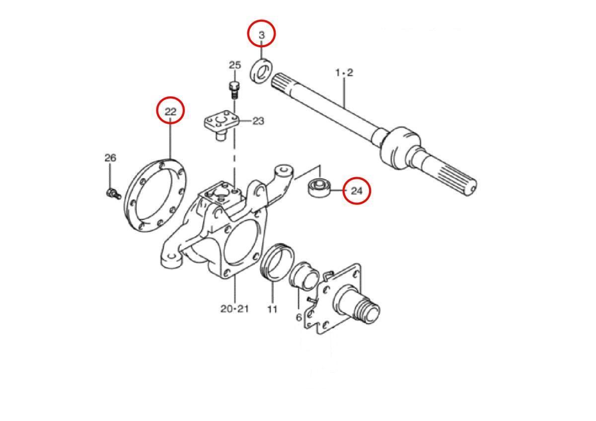 全国送料無料！JB23.33.43 ジムニーキングピンベアリング.ナックルシール.オイルシール 1台分セット ジャダー、シミー修理に_画像5