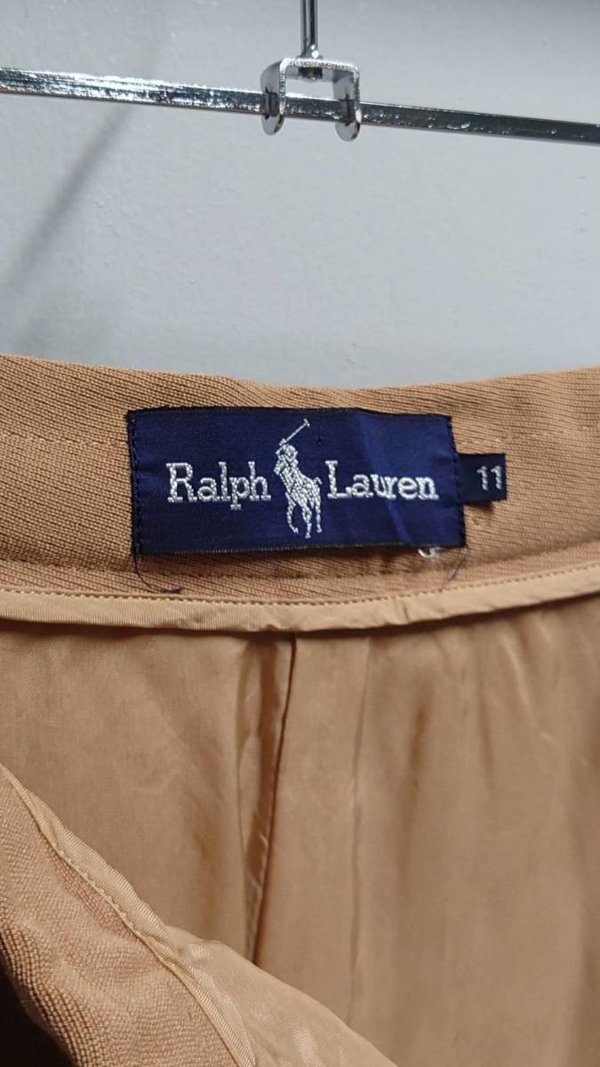 90-00’s Ralph Lauren ウール ロング スカート カーキ サイズ11 裏地キュプラ ラルフローレン 1990-2000年代_画像2