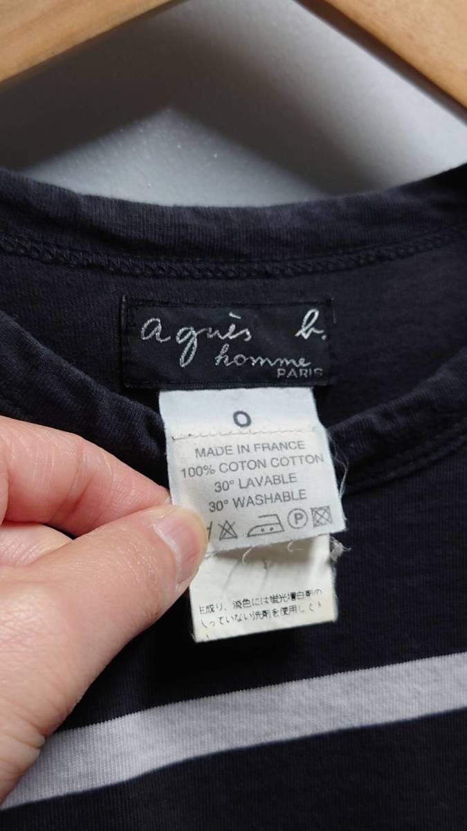 90*s agnes b. homme Франция производства окантовка футболка с длинным рукавом черный размер 0 long чай Agnes B Homme 