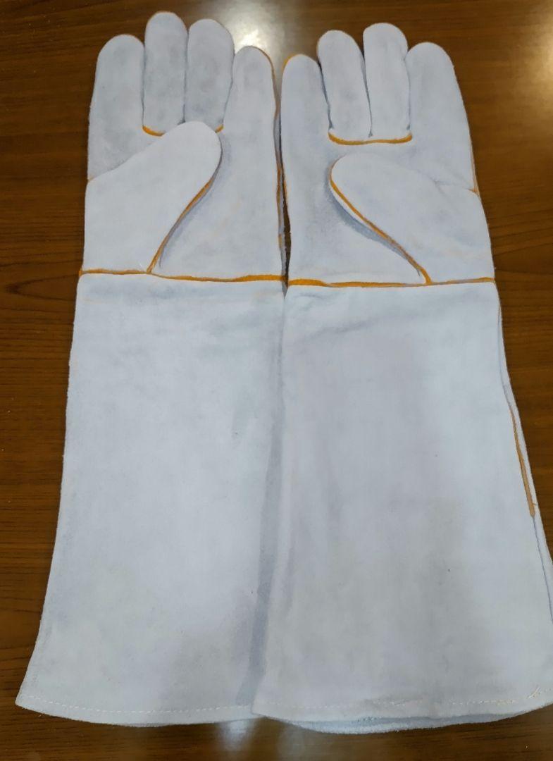 ペットグローブ 牛革 50cm 耐熱手袋 噛みつき防止 保護手袋 ガーデニング ホワイト DIY 災害用 がれきの画像1