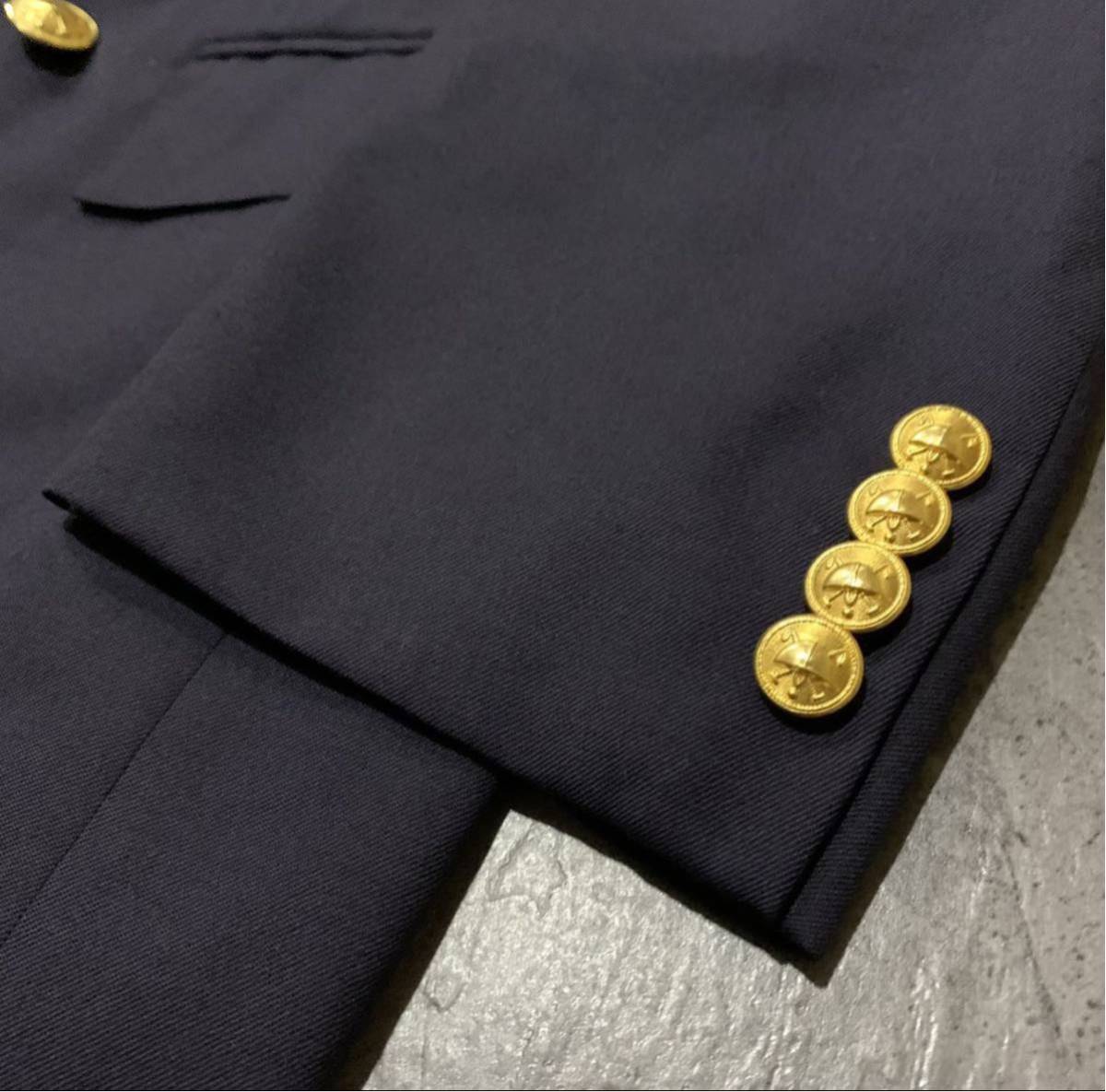 O ☆美品/ 豪華!!金ボタン装飾 '日本製'『POLO by RALPH LAUREN』WOOL100%生地 ダブル テーラードジャケット AB7 紳士服 ラルフローレン_画像4