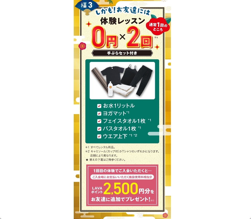 ①24時間以内対応【新規限定】lava ラヴァ ホットヨガ お友達紹介 ポイント+無料体験 おためし ヨガ 特典 全国利用可_画像3