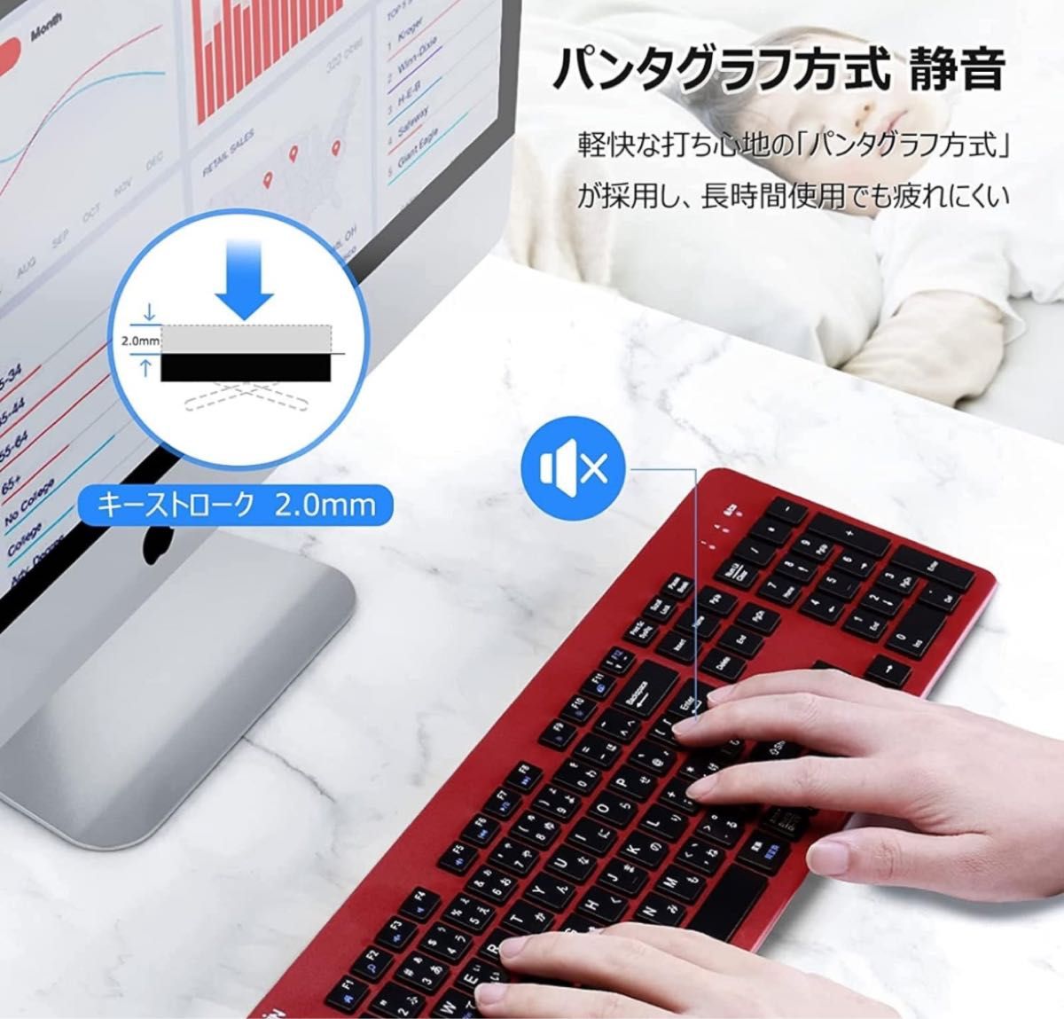 キーボード ワイヤレス 日本語配列 キーボード テンキー付き 無線 2.4G キーボード パソコンPC用 Windows Mac 