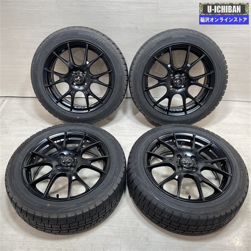 ロードスター ヴィッツ 等 レオニスナヴィア02 6-16+45 4H100 ダンロップ WM02 195/50R16 16インチ スタッドレス 4本セット 009k_画像1