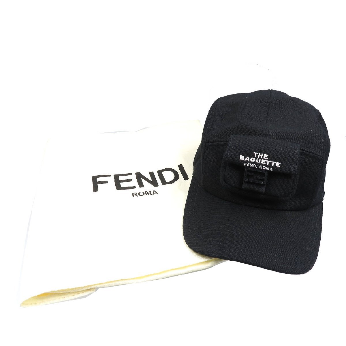 未使用 フェンディ マークジェイコブス コットン ブラック 黒 キャップ 帽子 0178 FENDI_画像3