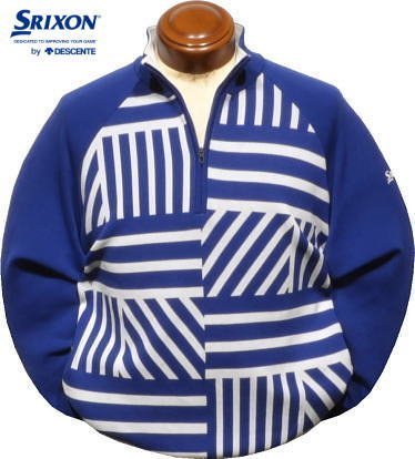【ブルー Lサイズ】 スリクソンbyデサント セーター メンズ RGMWJL02 松山英樹プロ共同開発商品 手洗い可 蓄熱保温 ハーフジップセーター_ブルー