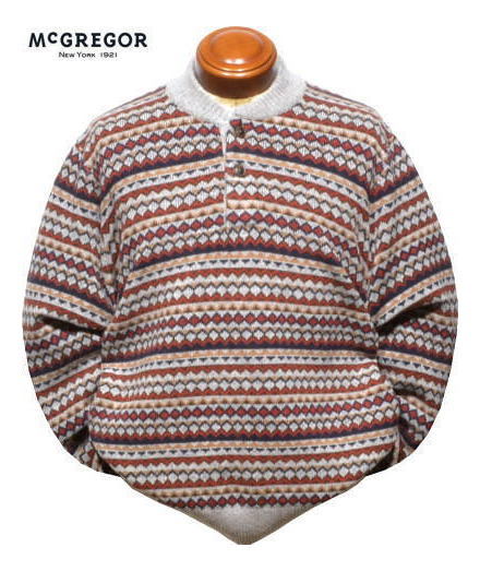 マクレガー セーター メンズ 111632901 フェアアイルセーター ボタンアップセーター ニット グレー LL