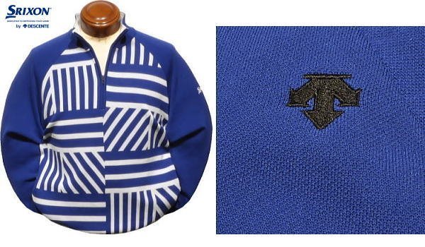 【ブルー Lサイズ】 スリクソンbyデサント セーター メンズ RGMWJL02 松山英樹プロ共同開発商品 手洗い可 蓄熱保温 ハーフジップセーター_画像3