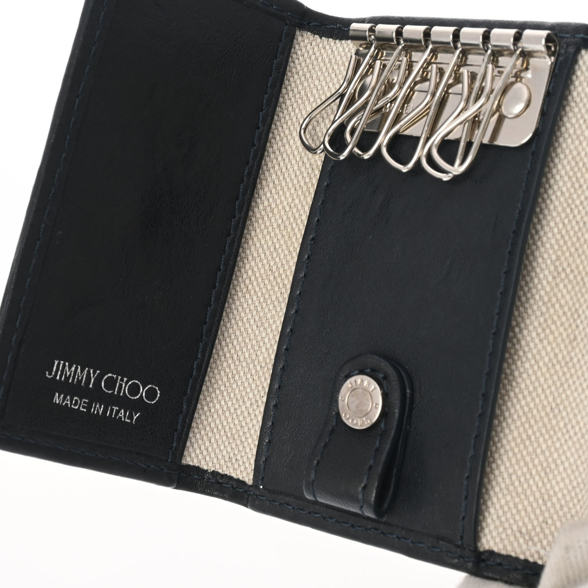 JIMMY CHOO ジミーチュウ 6連キーケース スタースタッズ 黒 シルバー金具/ゴールド金具 レディース レザー キーケース ABランク 中古 銀蔵_画像8