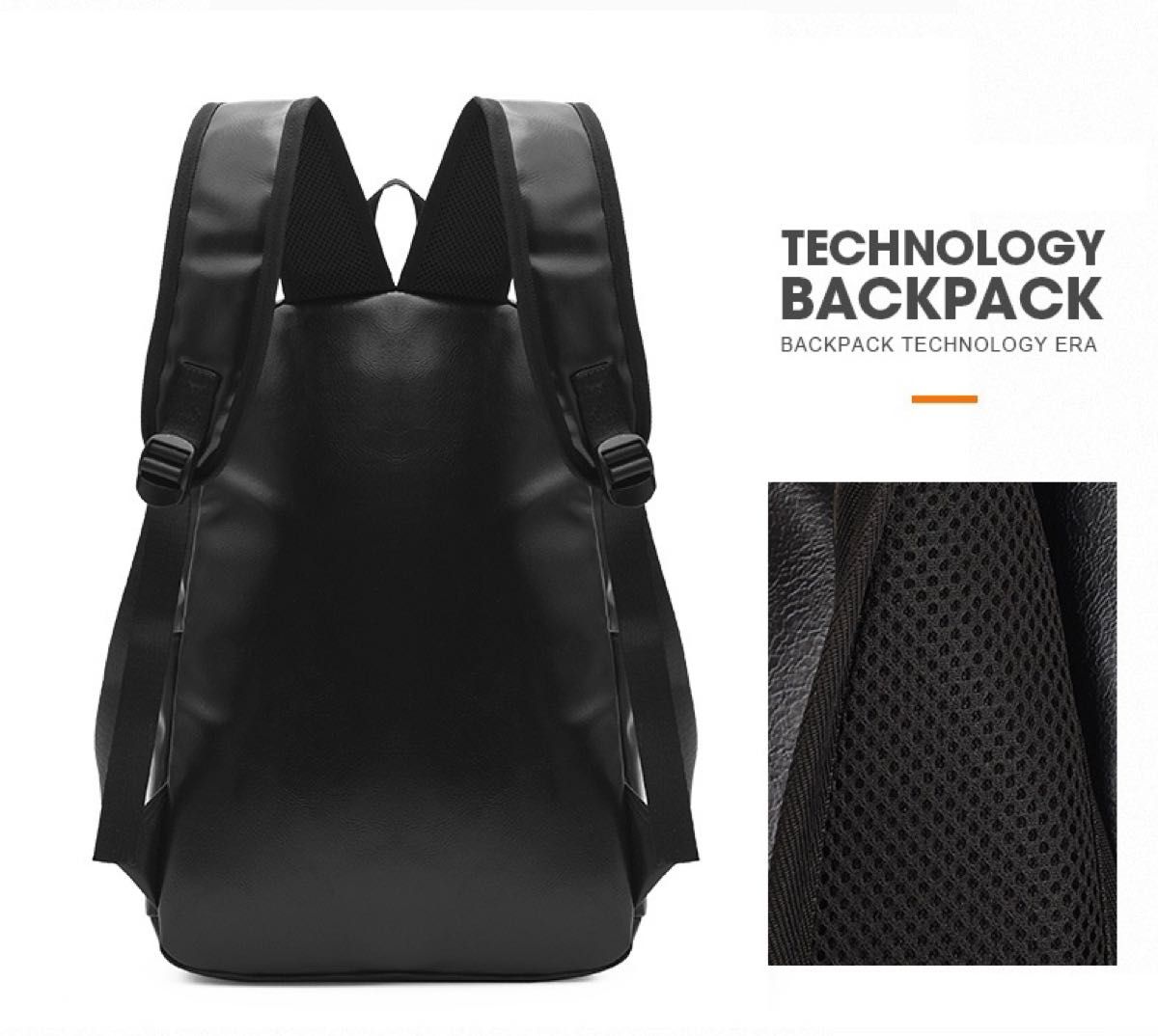 ユニセックス レザーリュック ブラック【382】 大容量 バックパック メンズバッグ レディースバッグ