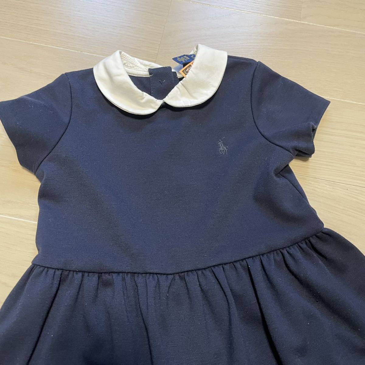 polo RALPHLAUREN ラルフローレン 3t 女の子 フォーマル 半袖ワンピース 白襟 丸襟キッズ 子供服　入園式紺　紺色　95cm_画像2