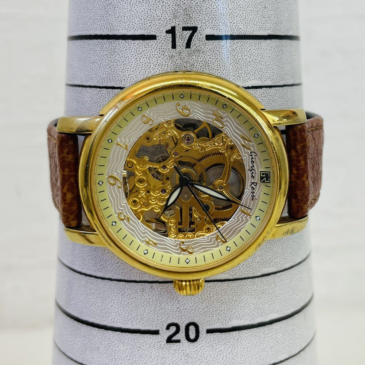 118 Giorgio Rossi ジョルジオロッシ GR0001 / GR5004 スケルトン メンズ腕時計 腕時計 時計 両面スケルトン 自動巻き 本革ベルト 防水 AT _画像8